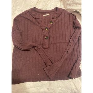 Free People ribbed button top